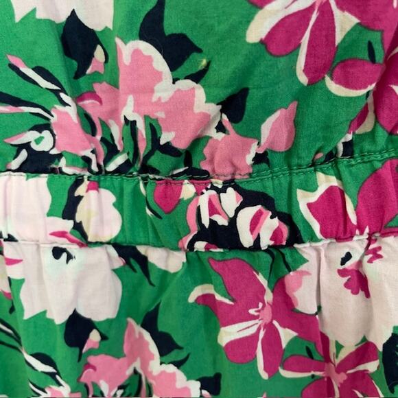 J. Crew Size 2 Green Floral Dress Woman Ruffles Pockets Beach Cruise Resort - Picture 5 of 8
